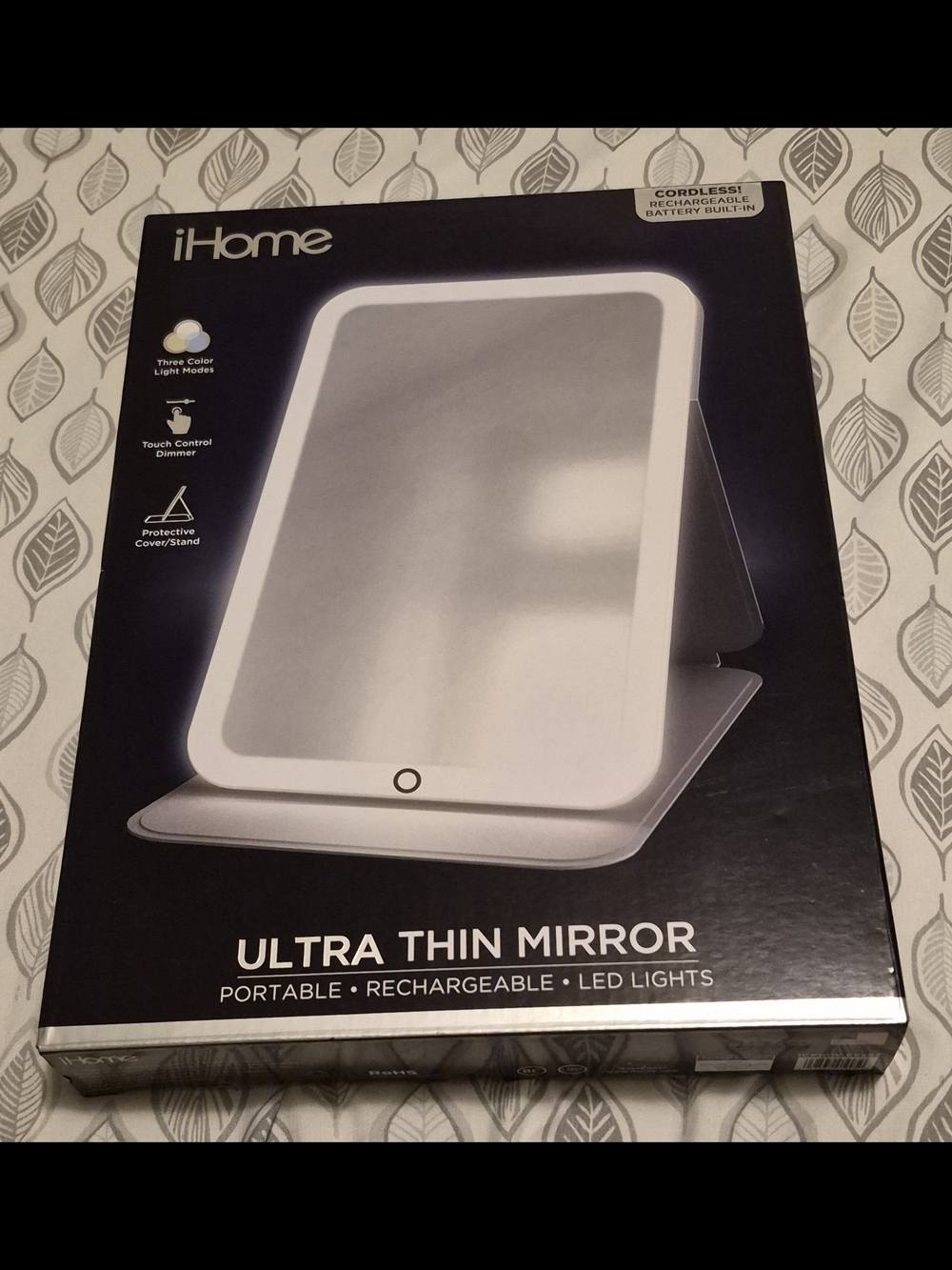 iHome Ultra Thin Rechargeable LED Mirror - White